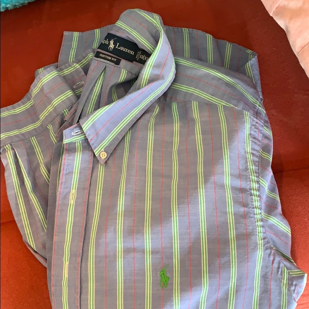 Polo by Ralph Lauren Men's Striped Shirt - Gray and Green